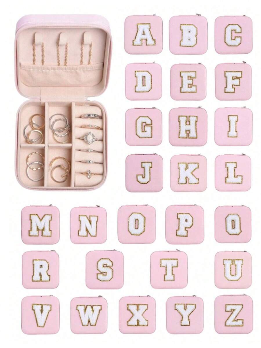 1pc Jewelry Box (A-Z Letters) Jewelry Box, Storage Box, Jewelry Tray, Earring Necklace Storage Rack, Storage Dish, Portable Travel Jewelry Box, Seasonal Storage, Ring Earring Necklace Storage Box, Display Rack - Suitable Gift Box For Girls And Ladies, Halloween Gift Box, Christmas Gift Box