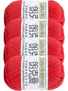 Lawkeman 4卷/400克高品质涤纶钩编/编织纱线，每卷30米 - 非常适合DIY项目，例如T恤、拖鞋、篮子、布条、手工包、玩具、鞋子、地毯、收纳篮等等。 - 彩色 - 查看 51