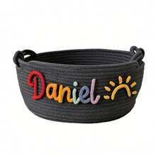 1个个性化字母手工编织篮，星星、太阳、月亮图案，复活节日期，家居收纳篮，派对礼品篮，装饰礼品，复活节礼物，梳妆台美学 - 彩色 - 查看 20