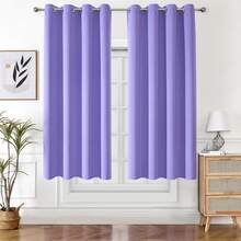 1 pieza Cortina de unicolor de poliéster, cortina opaca para oscurecer la habitación durante un corte de energía, cortina aislante del calor para la cocina, el comedor, la sala de estar y el dormitorio - Púrpura malva - Ver 13