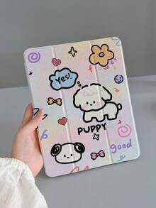 1pc Cute Doodle Puppy Design IPad Protective Case, Suitable For IPad 7/8/9, IPad Air 5/4/3, IPad 9th Gen 10.2", IPad Pro 11" (A16 2025), With Foldable Stand, IPad 10th Generation Case