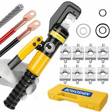 Pinza Hidráulica 6 Toneladas Con 8 Pares Dados BOWOSHEN Ponchadora Hidráulica Herramienta De Crimpado De Mano Hidráulica De Cable De Terminal Eléctrico - Amarillo - Ver 1