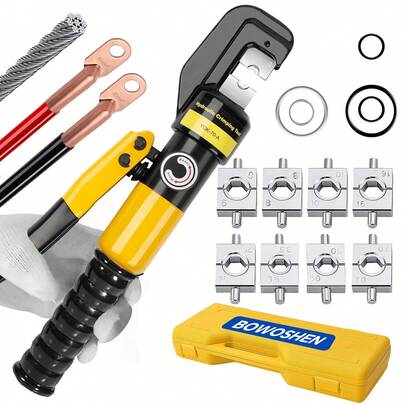 Pinza Hidráulica 6 Toneladas Con 8 Pares Dados BOWOSHEN Ponchadora Hidráulica Herramienta De Crimpado De Mano Hidráulica De Cable De Terminal Eléctrico