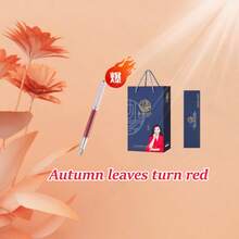1pc Autumn Leaf Red Metal Fountain Pen, Metal Calligraphy F-Nib, Business Pen With Gift Box & Bag, Student/Birthday Gift, Classic Luxury Design, Writing Stationery, Back To School Essential, Teacher Gift - Autumn Leaves Turn Red - View 2