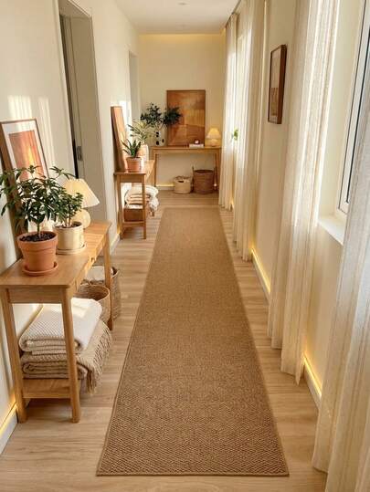 Bedroom Rug Faux Sisal Runner Rug, Ideal For Hardwood Floors In Entryways, Laundry Rooms, Hallway, Bedroom, Kitchen, Living Room, And Dining Room, Stylish Long Floor Mat - Indoor All-Season Home Decor, Door Mat, Washable & Non-Slip, Perfect For Home Use As A Hallway Rug, Rugs For Bedroom, Kitchen Rugs, Bedside Rugs, House Decor, Kitchen Decor