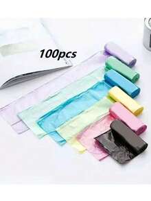 100/200 túi rác gia dụng di động, túi rác nhỏ thông thường, túi lót thùng rác bằng nhựa có thể gấp gọn, thích hợp cho nhà bếp, phòng tắm, nhà vệ sinh, phòng ngủ, văn phòng và phòng tắm, tiện lợi và tiết kiệm không gian. - Nhiều màu - Xem 10