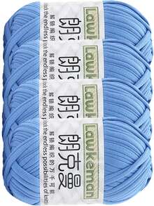 Lawkeman 4 peças/400g Fio de Crochê/Tecelagem de Poliéster de Alta Qualidade, 30m/Peça - Ideal para Projetos DIY como Camisetas, Chinelos, Cestas, Tiras de Tecido, Bolsas Artesanais, Brinquedos, Sapatos, Tapetes, Cestas de Armazenamento e Muito Mais - Multicolorido - Visão 49