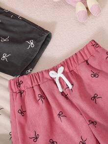 3pcs/Set Butterfly Print Girls Elastic Waist Casual Shorts, Summer Vacation Wear - Multicolor - View 6