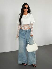 GLOpass Sexy Y2K Lace Sheer Illusion Fitted Romper, Suitable For Music Festival, Date, Party And Daily Wear, Spring/Summer - White - View 9