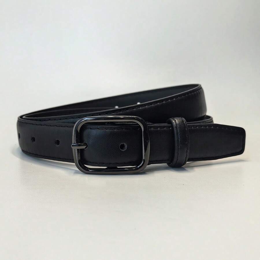 1pc Black Solid Color Casual Women's Belt, Suitable For Daily Wear - Multicolor - View 1