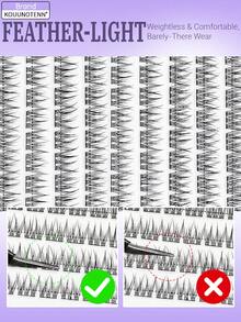 KOUUNOTENN 120片C型卷翘自然款假睫毛嫁接套装，10毫米细款假睫毛，包含胶水、封层剂和睫毛夹，DIY家用假睫毛嫁接套装 - 黑色 - 查看 5