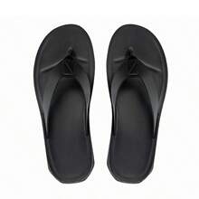 Men's Comfortable Casual Flip Flops, Fashionable Durable Lightweight Versatile Summer Sandals - All Black - View 7