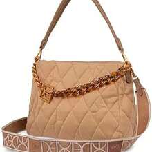 Cloe - Bolsa Satchel Textil Acolchada a Rombos para Mujer - Camel - Ver 6