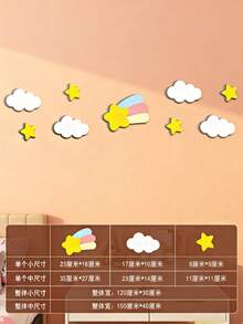 Newborn Photography Backdrop Wall Stickers - Cloud, Rainbow, Star Decor, INS Style Photo Props Set, 100 Days Celebration/Newborn Portrait/INS Backdrop, Baby Photography Props, Baby Room Decor - Multicolor - View 11