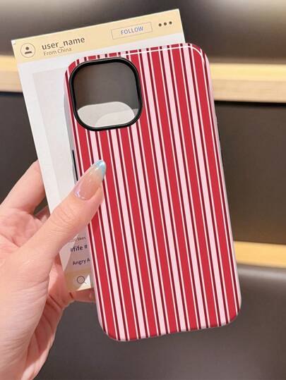 1pc Minimalist Classic Fashion Colorful Striped Retro Glossy 2-In-1 Film Shell Full Coverage Hard Phone Case Compatible With Samsung/ 11/12/13/14/15/16/17 Pro Max