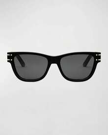 Dior 迪奥女士方形镜框太阳镜，男女通用，黑色镜框，白色Logo金属细节，夏季时尚眼镜 - 黑色 - 查看 7