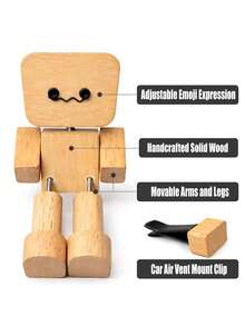 木制摇晃小人摆件，带12个磁性面板（1个），弹簧腿仪表盘/桌面装饰品，可爱木制汽车装饰礼品 - A - 查看 8