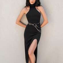 Women's Punk Studded Leather Chain Belt | Edgy Goth Style Waist Cincher For Party/Club/Streetwear – Adjustable Black Accessory For Y2K Alt Fashion Lovers - 黑色 - 查看 4