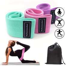3pcs Lightweight Leg & Butt Resistance Bands - Stackable, Made Of Polyester With Handles, Suitable For Home Yoga, Exercise And Fitness Training - Multicolor - View 1