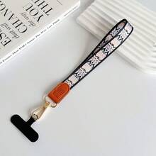 1条皮革金属挂绳，复古印花织带，宽版手机挂绳，防丢 - 彩色 - 查看 7