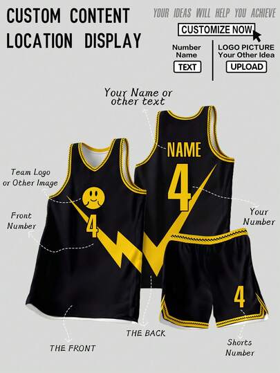 2pcs/Set Personalized Basketball Jersey Outfit - Customized Club Name, Number & Logo Print Tank Top + Shorts, Sports Suit, Fashionable Casual Customized Unique Gift Suitable For Men, Birthday, Holiday, School Sports Etc.