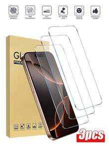 3片装钢化玻璃屏幕保护膜，高清防水防碎边，兼容 7/8/X/XS/11/12/13/14/15 Pro Max/16 Pro Max/16 Plus/16/16e/17/17 Air/17 Pro/17 Pro Max，情人节礼物必备屏幕保护产品，适用于日常、办公、家庭使用，防震防摔防刮花。 - 無色 - 查看 25