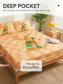 MY LITTLE PONY 2/3件套小马宝莉印花床上用品套装，包含床笠、床垫保护套和1个枕套，柔软透气，保暖舒适，适用于单人床/双人床/大号床/特大号床，可机洗，卡通图案，温馨房间装饰，精美礼品，橙色 - 彩色 - 查看 6