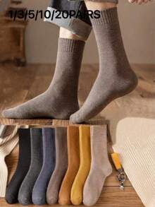 20双装男士加厚羊毛袜，冬季保暖袜，适合滑雪、骑行、户外运动，圣诞节/感恩节/新年礼物，日常穿着舒适，时尚户外跑步袜 - 彩色 - 查看 4