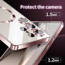 这款奢华磁吸无线充电手机壳兼容三星 Galaxy S25FE、A17、S25、S25Edge、S25Plus、S25Ultra、S24、S24Ultra、S24Plus、S24FE、S23FE、S23Ultra、S23Plus、S22Ultra、S20FE、S21FE、S21Ultra、A16、A26、A36、A56、A15、A25、A35、A55、A14、A34、A54、Note10、Note10Plus、Note20、Note20Ultra 等机型。采用透明防摔 TPU 材质，并带有镜头保护涂层。 - 玫瑰金 - 查看 7