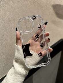 奶油色波浪边亮面猫爪彩绘防摔手机壳，兼容 17 Pro/17 Air/17/17 Pro Max/16/11/16 Pro/16 Plus/16 Pro Max/16 e/15 Pro Max/13/14/12/XS/XR/7G/8P，兼容三星 Galaxy S25/S25 Plus/S25 Ultra/A16/A36/A26/A56/A50，兼容小米 11/12 Pro/12/12 X/13 Pro/14 Pro/15 Pro，兼容 Redmi 10/9/Note9/12c/Note11 Pro/Note8 Pro - 彩色 - 查看 2