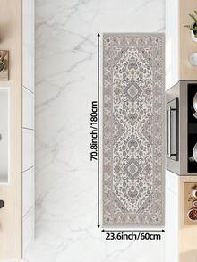 DAJIANG 1 Stück Boho Vintage Stil Läufer Teppich, luxuriöses Retro Blumenmuster Läufer Teppich für Küche, geeignet für Badezimmer, Küche, Außen, Innen, Flur, Schlafzimmer, Wohnzimmer, maschinenwaschbarer Küchenteppich - Verschiedenfarbig - Übersicht 13
