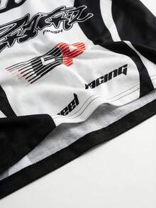 Áo thun nam in hai mặt họa tiết xe đua Victory, phong cách người lái mô tô Y2K, chất liệu mềm mại, kiểu dáng đường phố punk rộng rãi, thích hợp cho các dịp lễ hội. - Nhiều màu - Xem 7