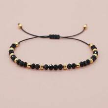 1pc Women's Fashion Bracelet, Black Synthetic Crystal Beaded, Minimalist Luxurious Style, High-End Accessory - Black - View 6