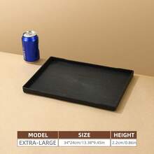 1pc Faux Wood Grain Rectangular Serving Tray, Restaurant Hotel Beverage Tray, Hotel Toiletries Display Plate - Black - View 13