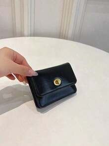 New Women's Black PU Leather Short Classic Vintage Fashion Twist Lock Coin Pouch Multifunctional Wallet Minimalist Clutch Women Wallet Purse Wallet Small Wallet - Đỏ - Xem 3