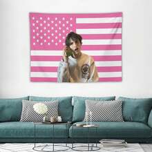 Mike Finn Wolfhard Celebrity Tapestry Thing Pink American Flag Print Stranger - Dorm Room Essential Wall Hanging For Bedroom & Living Room Decor - 白色 - 查看 2