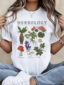 Warner Bros Herbology Hogwarts School Of Witchcraft And Wizardry Magic Plants T Shirt Women Harry Potter Inspired Magical Botany Graphic Tee White - trắng - Xem 1