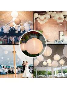 10 piezas de linternas de papel de estilo chino y japonés de tamaños mixtos en color blanco, adecuadas para bodas, cumpleaños, fiestas de Halloween, manualidades, Navidad, bodas, decoración del hogar, decoración de fiestas. Pueden tener manchas. (6 piezas) - Blanco - Ver 10