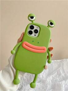 TLYJ Cute Funny 3D Big Eyes Frog Silicone Case For IPhone 17 ProMax 17Pro 17 16 15 14 13 12 11 Pro Max Lovely Protective Shockproof Soft Cover - màu xanh lá - Xem 7