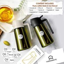 16oz/470ml Light-Blocking Dark Oil Sprayer For Cooking, 2 In 1 Olive Oil Dispenser Bottle For Kitchen, Premium Dark Green Glass Oil Bottle, Oil Mister For Air Fryer, BBQ (Black) - 黑色 - 查看 2