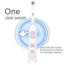 四头电动牙刷，含两节AAA电池，智能清洁电池供电电动牙刷，软毛刷 - 白色 - 查看 3