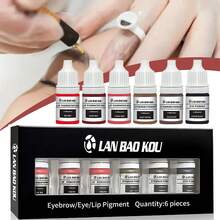 6支/套 - 5毫升（0.169盎司）永久化妆颜料套装 - 低过敏性纹身墨水，适用于眉毛、嘴唇和眼线 - 半永久化妆纹身用品 - 彩色 - 查看 2