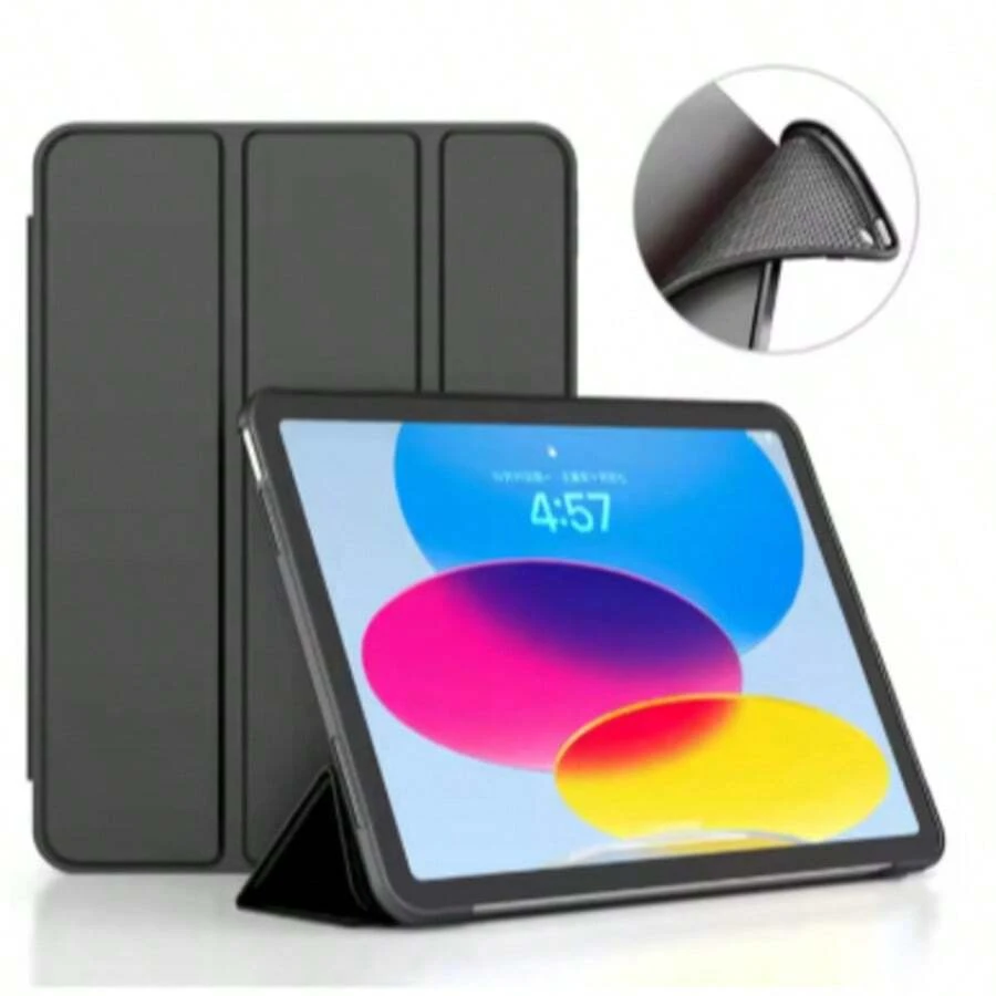 1pc Silicone Soft Case/Full Edge Protection/Honeycomb Texture Cooling/Protective Cover/Suitable For IPad (Air4/5/6)/(7/8/9/10th Gen)/IPad 11 1A16(2025) - Black - View 1