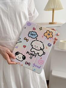 1pc Cute Doodle Puppy Design IPad Protective Case, Suitable For IPad 7/8/9, IPad Air 5/4/3, IPad 9th Gen 10.2", IPad Pro 11" (A16 2025), With Foldable Stand, IPad 10th Generation Case