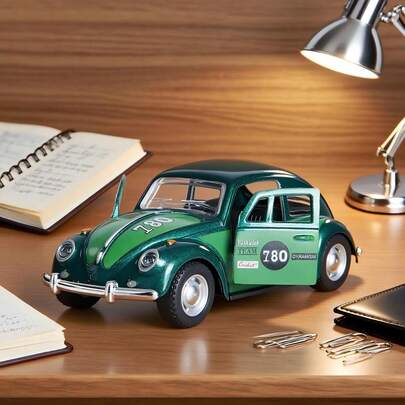 1:36 Scale Metal Alloy Vintage Green Car Model, Desk Decor With Openable Doors, Collectible Model Car, Suitable For Adults, Birthday, Father's Day Or Party Gift