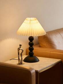 1pc USB Powered White Lampshade Desk Lamp, Retro Style Bedside Lamp, Suitable For Bedroom, Hostel, Dining Room, Camping, Minimalist Warm Light Atmosphere Lamp - Black - View 3