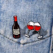2件裝「Vintage Like Fine Wine」琺瑯胸針，情人節時尚裝飾胸章領針，珠寶禮物 - 彩色 - 查看 3