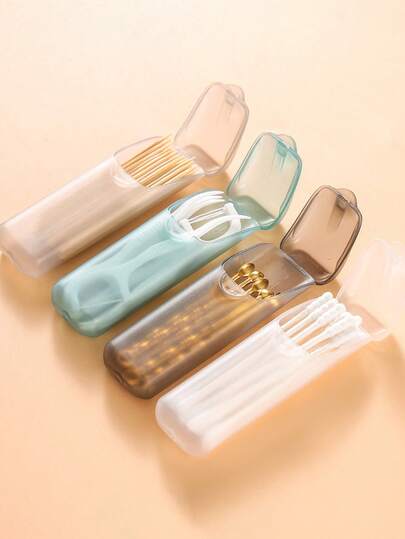 10/4/2/1pcs Portable Flip-Top Storage Box, Portable Toothpick & Floss Case, Leak-Proof Travel Pill Box, Transparent Cover Design, Lightweight & Portable, Suitable For Daily Carry, Oral Care, Use Anytime Anywhere (Travel/Home/Office/Outdoor), Women's Gift, Christmas Gift, Women Recommended Gift