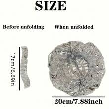 10pcs Reusable Elastic Foil Hair Caps, Suitable For Salons And Home Use, Beauty Tools, Waterproof Shower Caps - Silver - View 6