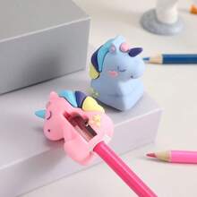 1pc Mini Unicorn Shaped Creative Football Pencil Sharpener - Stationery Item - Durable Plastic For School & Office Use, Suitable For Students, Teachers - Fun Desktop Decor And Functional Stationery, School Pencil Sharpener, School Supplies - Multicolor - View 2